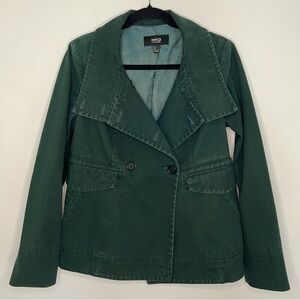 Mango Double-Breasted Dark Green Cotton Jacket